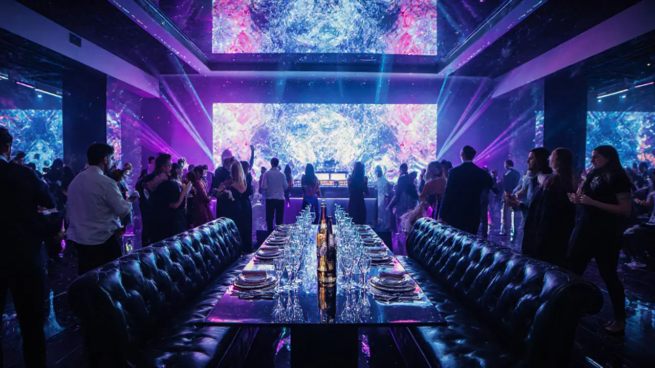 Inside White Dubai club with LED wall, DJ booth, and upscale bottle service.